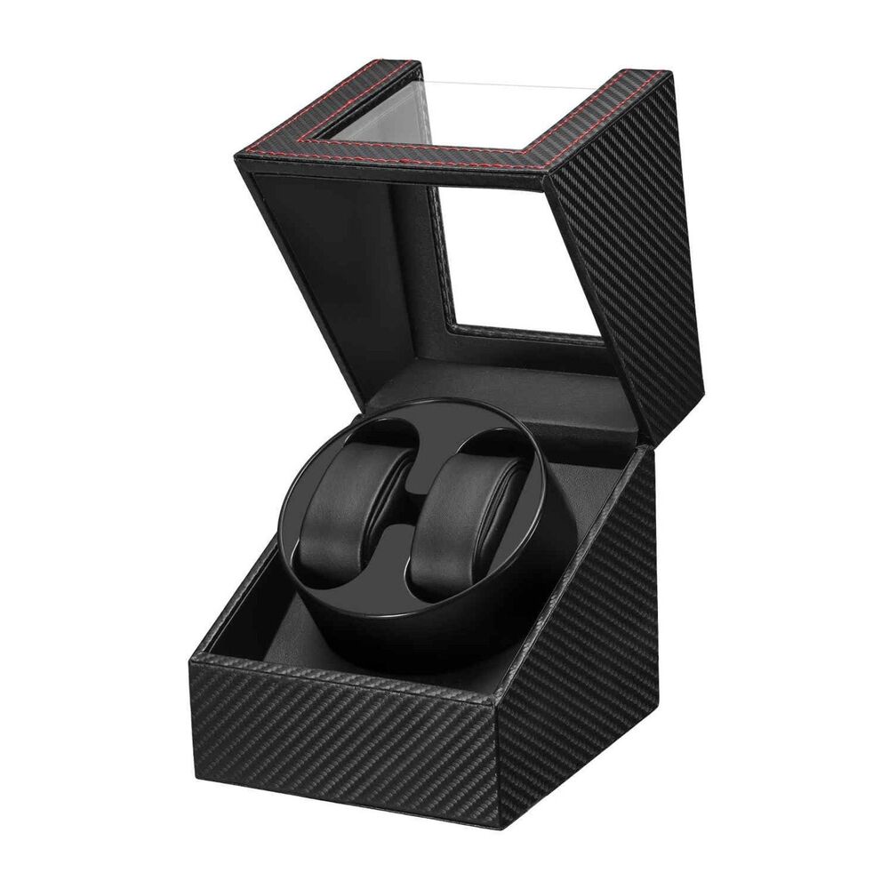 GLOKUUCA Dual Watch Winder - Black Carbon Fiber Leather